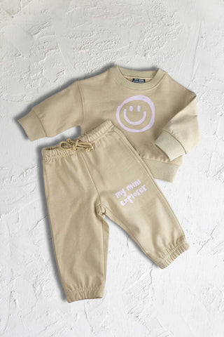 Organic Pink Smiley Sweat Set