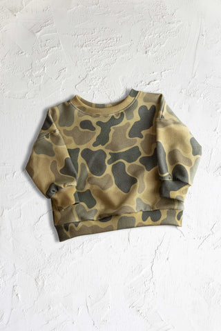 Organic Oversized Camo Crewneck Sweatshirt