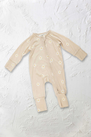 Beige Floral Bamboo Pajamas