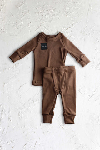 Mini Explorer Cocoa Ribbed Set
