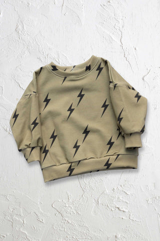 Organic Oversized Lightning Bolt Crewneck Sweatshirt