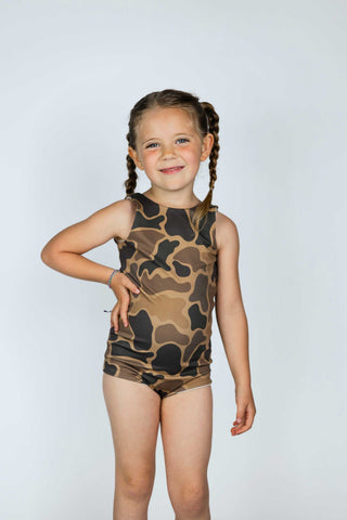 Wave Rider Reversible Swimsuit Camo + Butterfly
