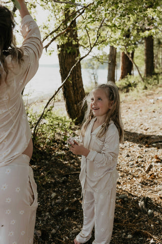 Beige Blossom Children's Bamboo Pajamas