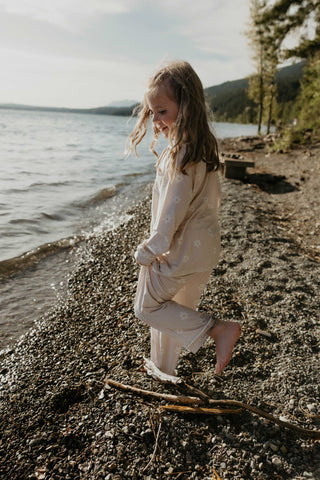 Beige Blossom Children's Bamboo Pajamas