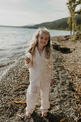 Beige Blossom Children's Bamboo Pajamas