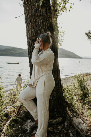 Beige Blossom Women's Bamboo Pajamas