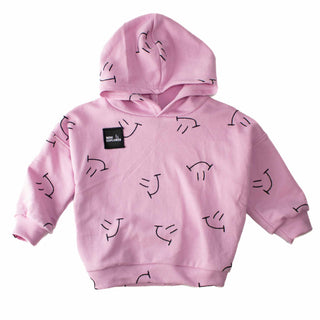 Hot pink hoodie featuring a mini explorer patch, designed for children’s outdoor adventures and cozy indoor wear.