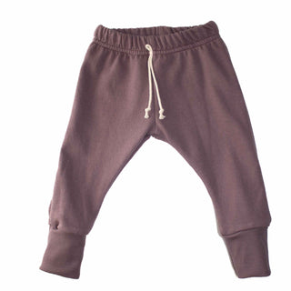 Flat lay of laurel-colored organic cotton sweatpants by My Mini Explorer, designed for kids' outdoor adventures and play. Made from USA-milled CPSIA-approved fabric for breathable comfort