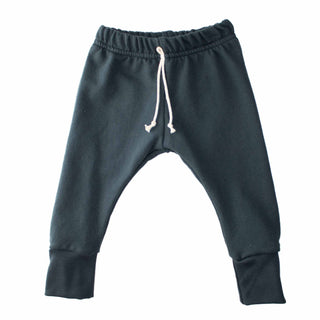 Flat lay of Pacific-colored organic cotton sweatpants by My Mini Explorer, designed for outdoor activities. Crafted from CPSIA-approved fabric for eco-friendly comfort and style.