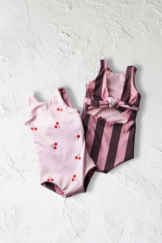 Wave Rider Reversible Swimsuit (Stripe + Cherry)
